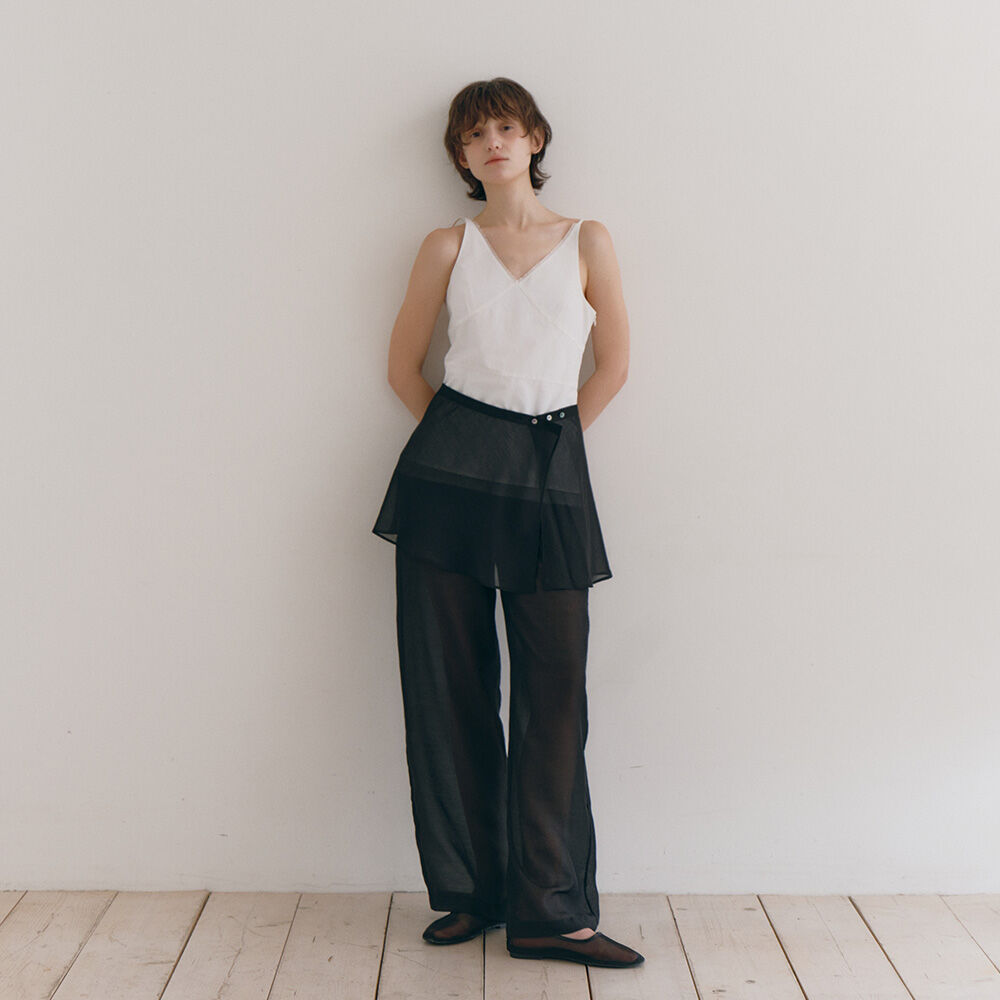 【ATELIER EDITION】SHEER LAYERED SKIRT PANTS SHEER LAYERED SKIRT PANTS [BLACK] - 감도 깊은 취향 셀렉트샵 29CM