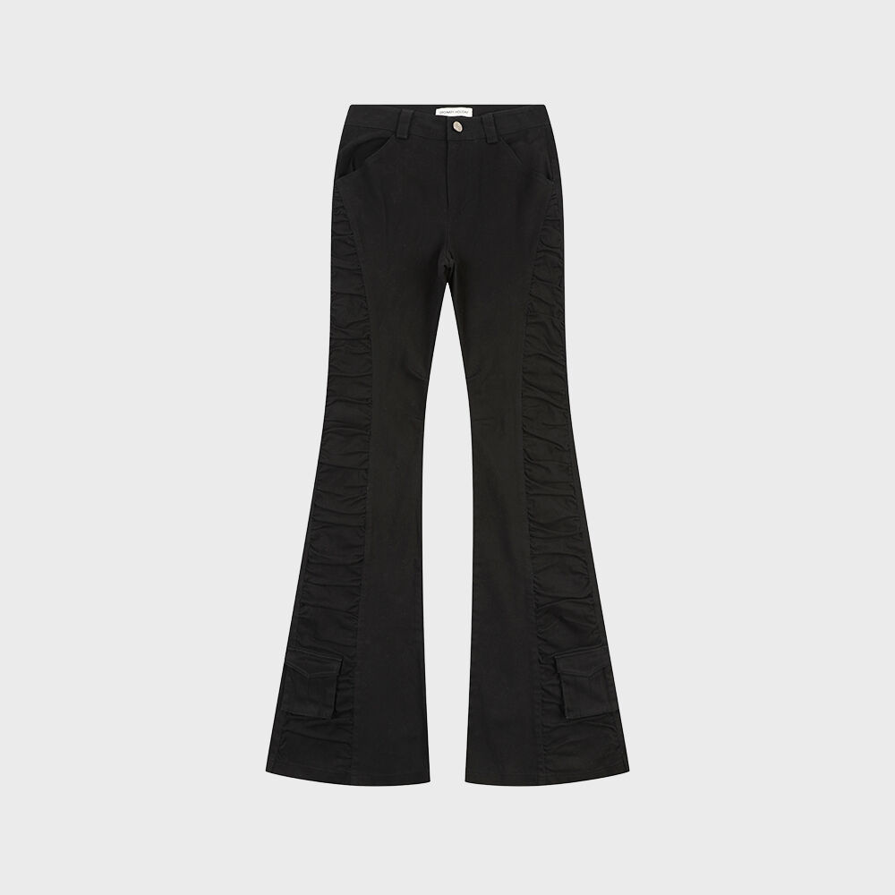 SHIRRING SPANDEX SLIM BOOTS CUT PANTS - BOKASHI BROWN - 감도
