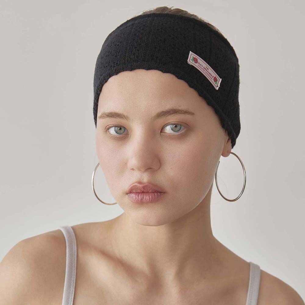 ★SCULPTOR★ Eyelet Knit Hairband Black SC25S615BK Eyelet Knit Hairband Melange Gray – Sculptor