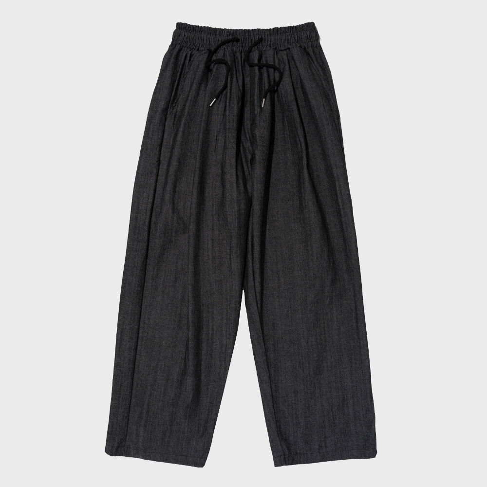 TWO-TUCK LINEN WIDE BANDING PANTS (BLACK) - 감도 깊은 취향