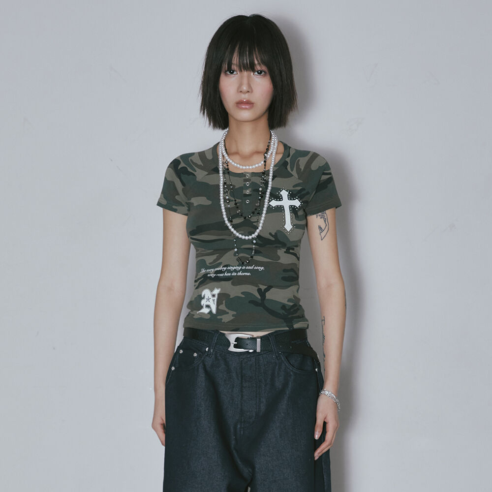 トップス SCULPTOR Heavenly Button Down Camo Tee M SCULPTOR® online store