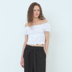 Banding Shirring Blouse, White