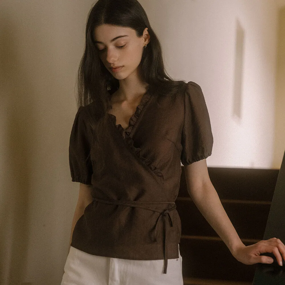 Frill wrap blouse TISU03BL04_Brown