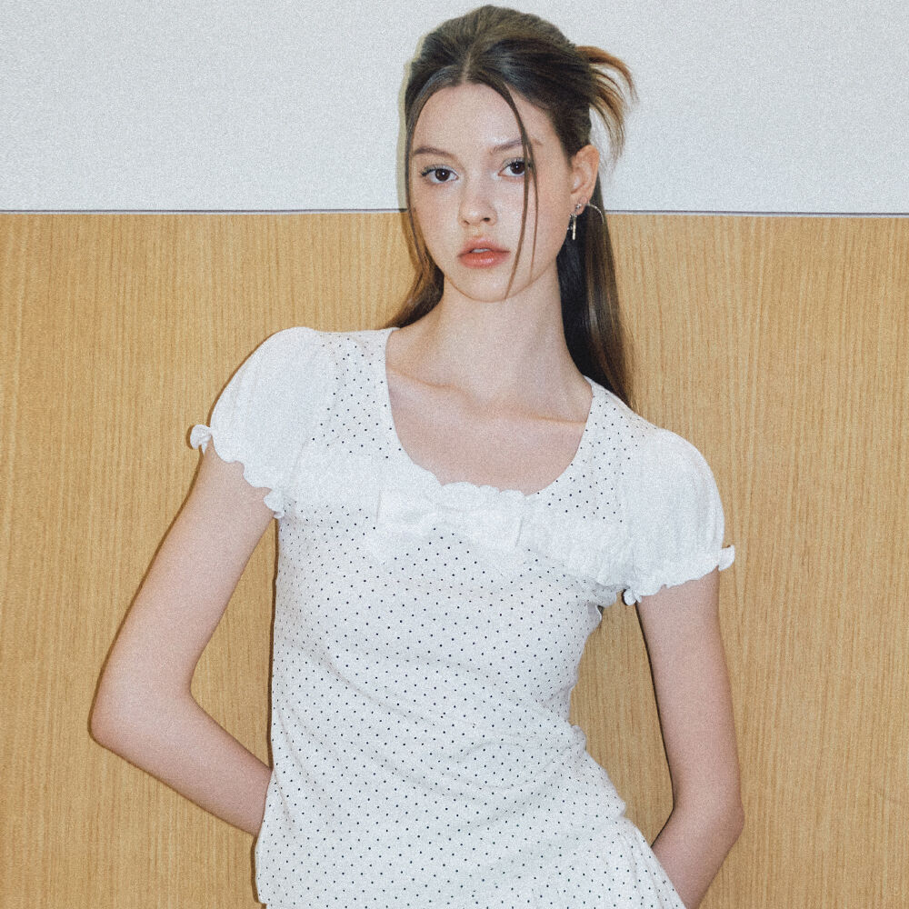 【NEWALRIN】 Meow Summer draping shrring Boat neck Top Meow Draping shrring Boat neck Top - 뉴얼린