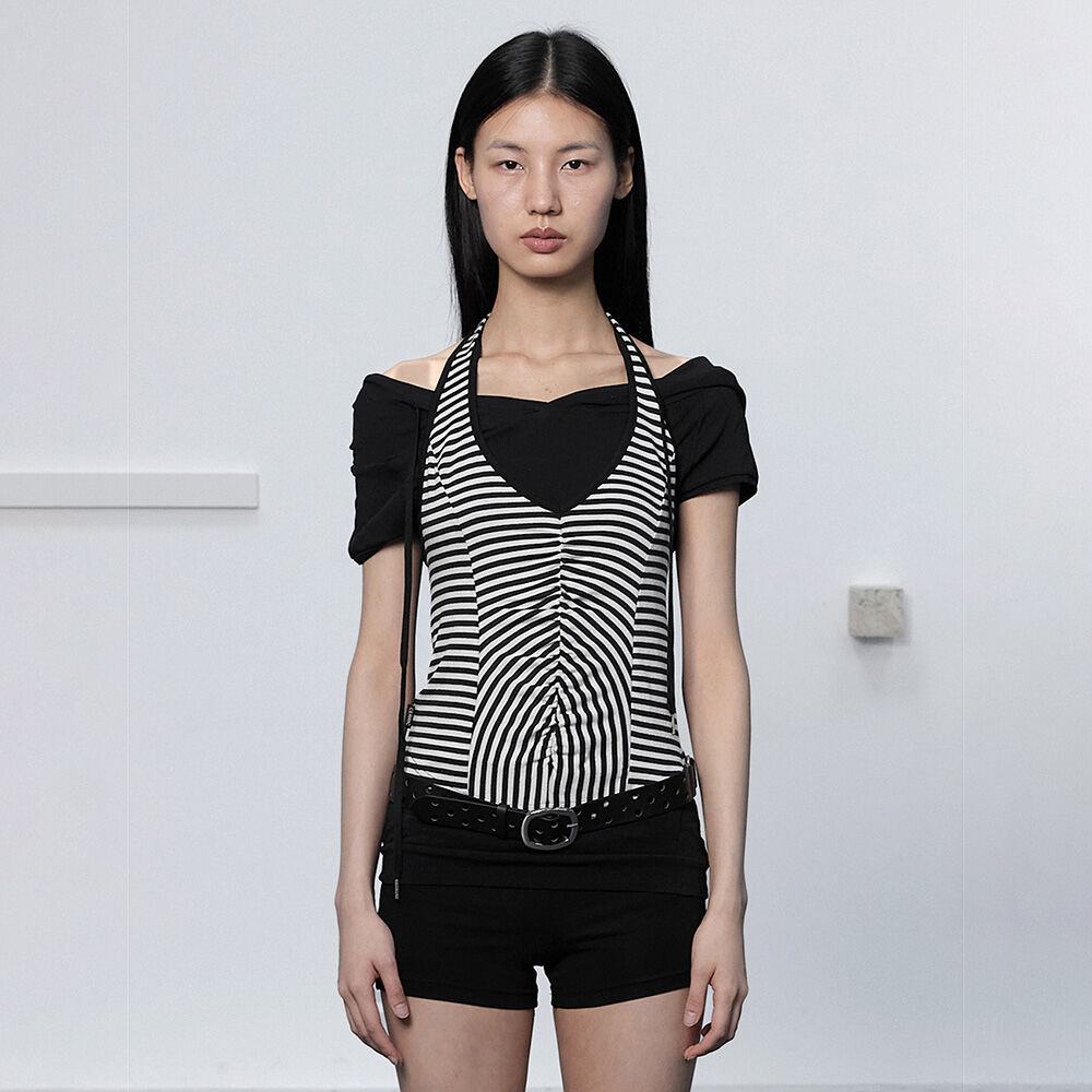 ★LARTIGENT★ L12 CHECK HALTER TSHIRT SETYELLOW L12 CHECK HALTER T-SHIRT SET(BLACK) - 감도 깊은 취향 셀렉트
