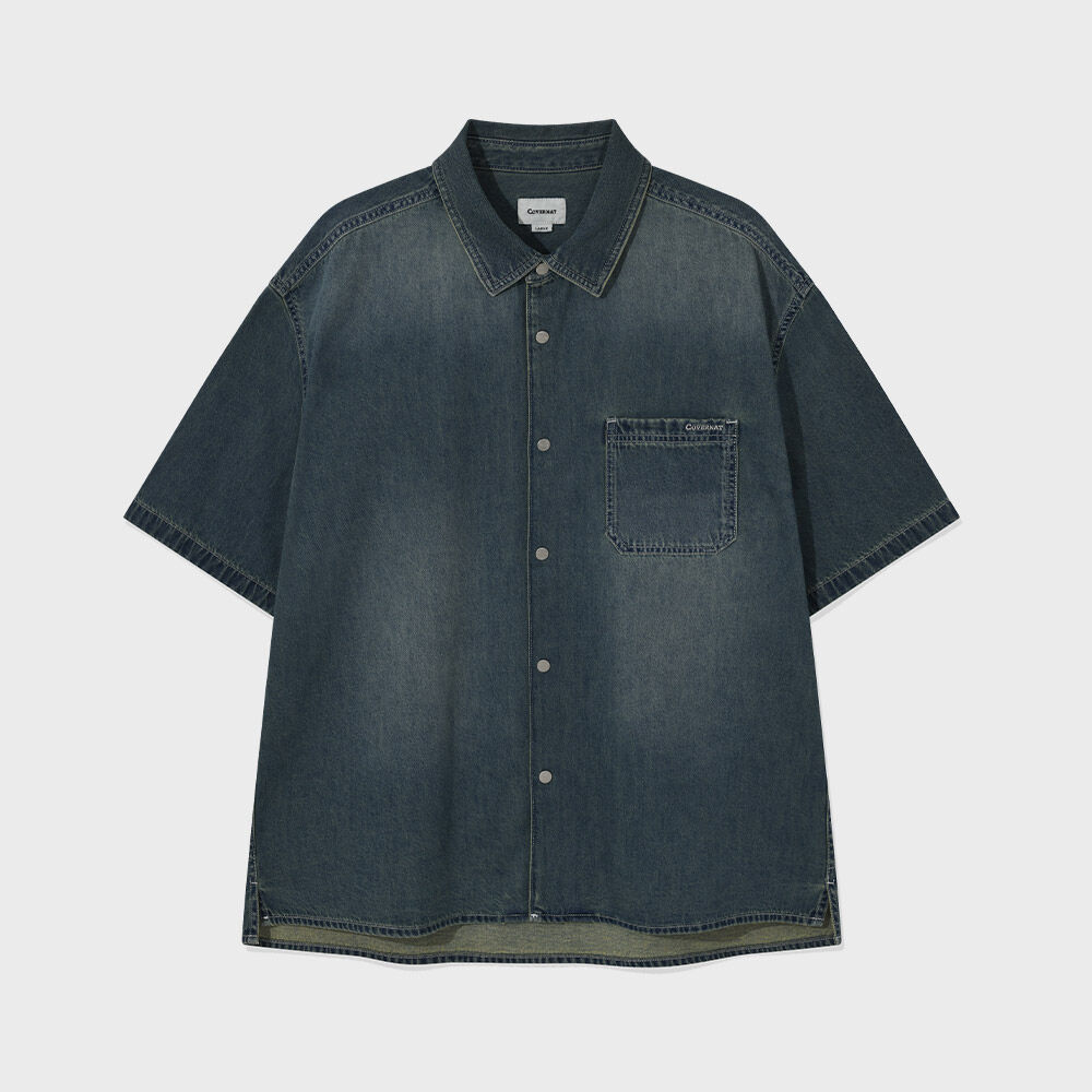 TCM mini logo denim half shirts (blue) - 감도 깊은 취향