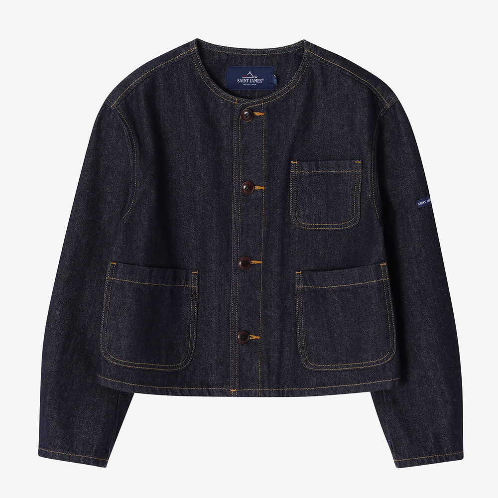 NOT4NERD ■ Cut Off Non-Collar Denim Jacket MUSINSA | NOT4NERD Cut Off Non-Collar Denim Jacket - Deep Blue
