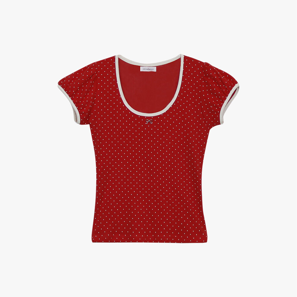 Rose Frantz★韓国★人気★Dot Puff shirring T-shirt 追跡付 Rose Frantz☆韓国☆人気☆Dot Puff shirring T-shirt 追跡付