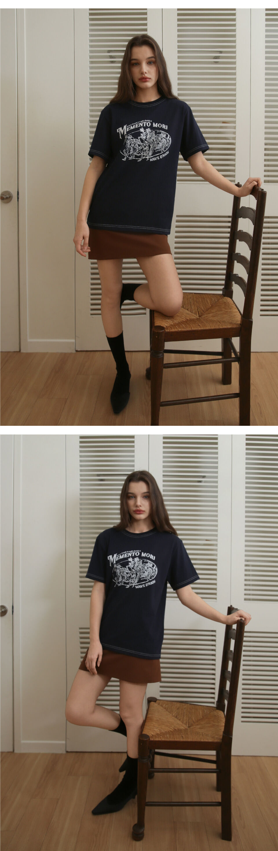 WAVE UNION★韓国 人気 Memento mori T-shirt navy 半袖Tシャツ Memento mori T-shirt navy - 감도 깊은 취향 셀렉트샵 29CM
