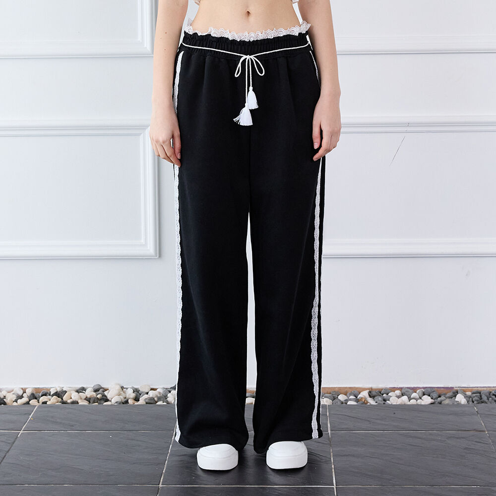 기모x 버전] FRILL SPORTY PANTS BLACK - 감도 깊은 취향 셀렉트