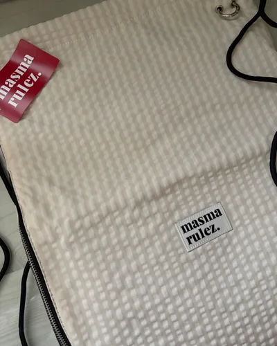★masmarulez★ Gym sack string bag plaid check ivory Gym sack string bag _ plaid check ivory : Masmarulez [마스마