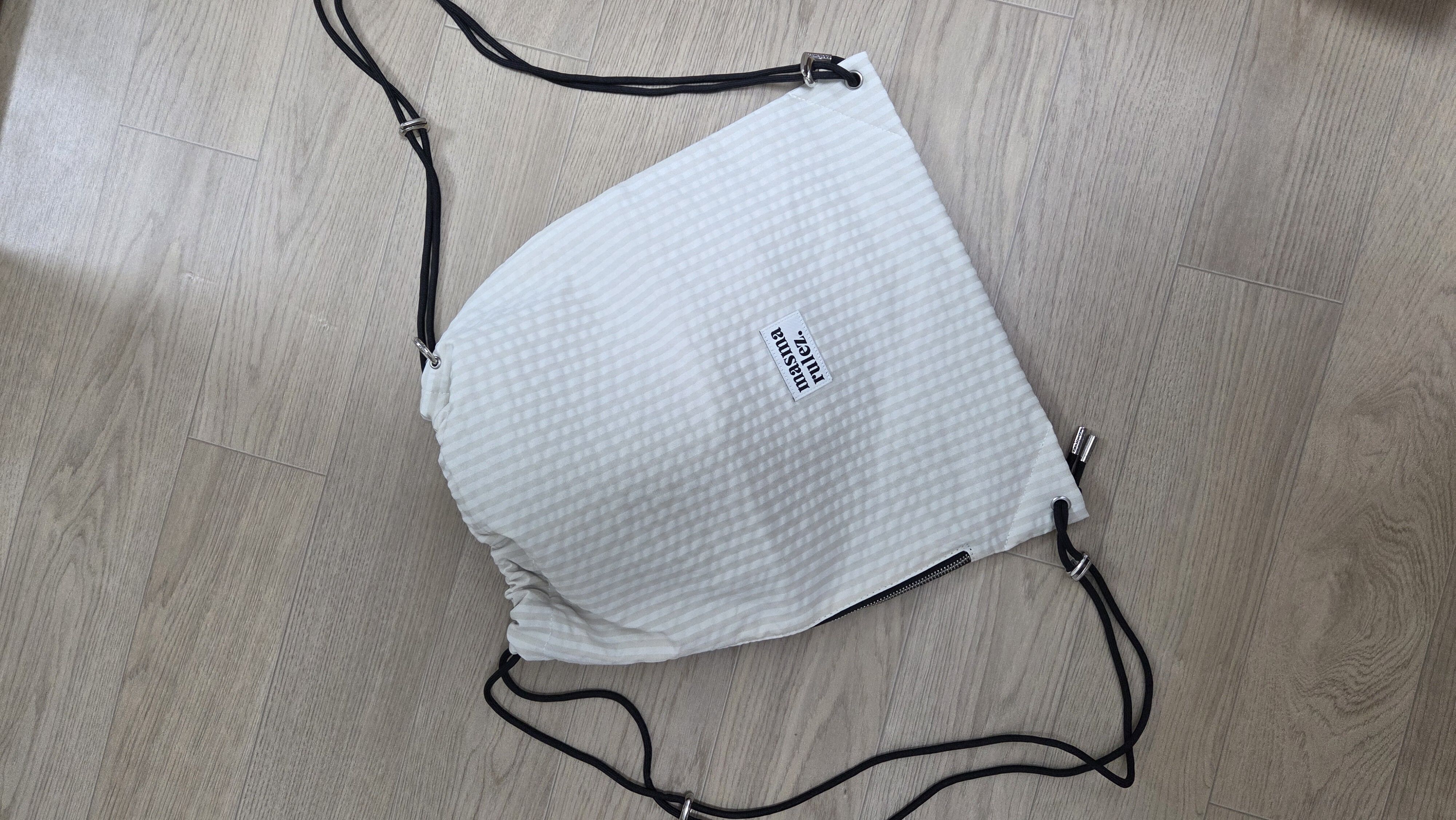 ★masmarulez★ Gym sack string bag plaid check ivory Masmarulez [마스마룰즈]