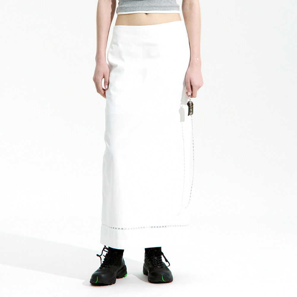 RELAXED SLIT LONG SKIRT_GREY STRIPE_LC251SK01GT - 감도 깊은
