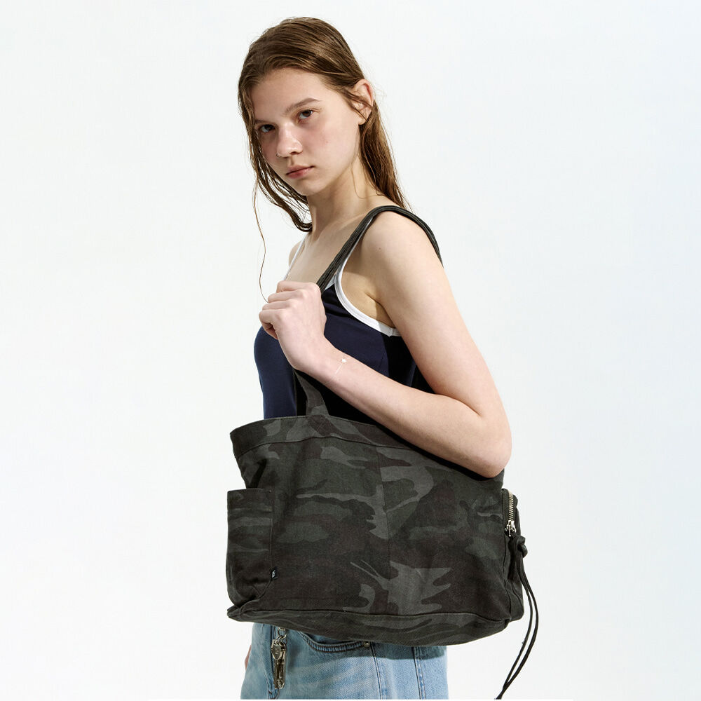 韓国商品/LOWCLASSIC WASHED COTTON TOTE BAG DEEP CAMO WASHED COTTON TOTE BAG_DEEP CAMO_LC257BA08K3 - 감도 깊은