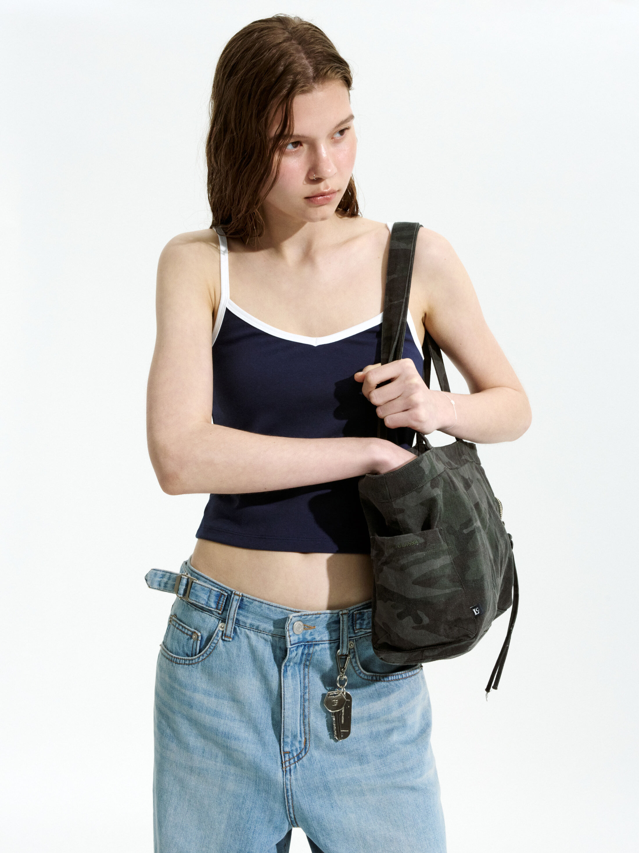 韓国商品/LOWCLASSIC WASHED COTTON TOTE BAG DEEP CAMO COAL BAG - Washed&STRAP - Medium – raregem ONLINE STORE