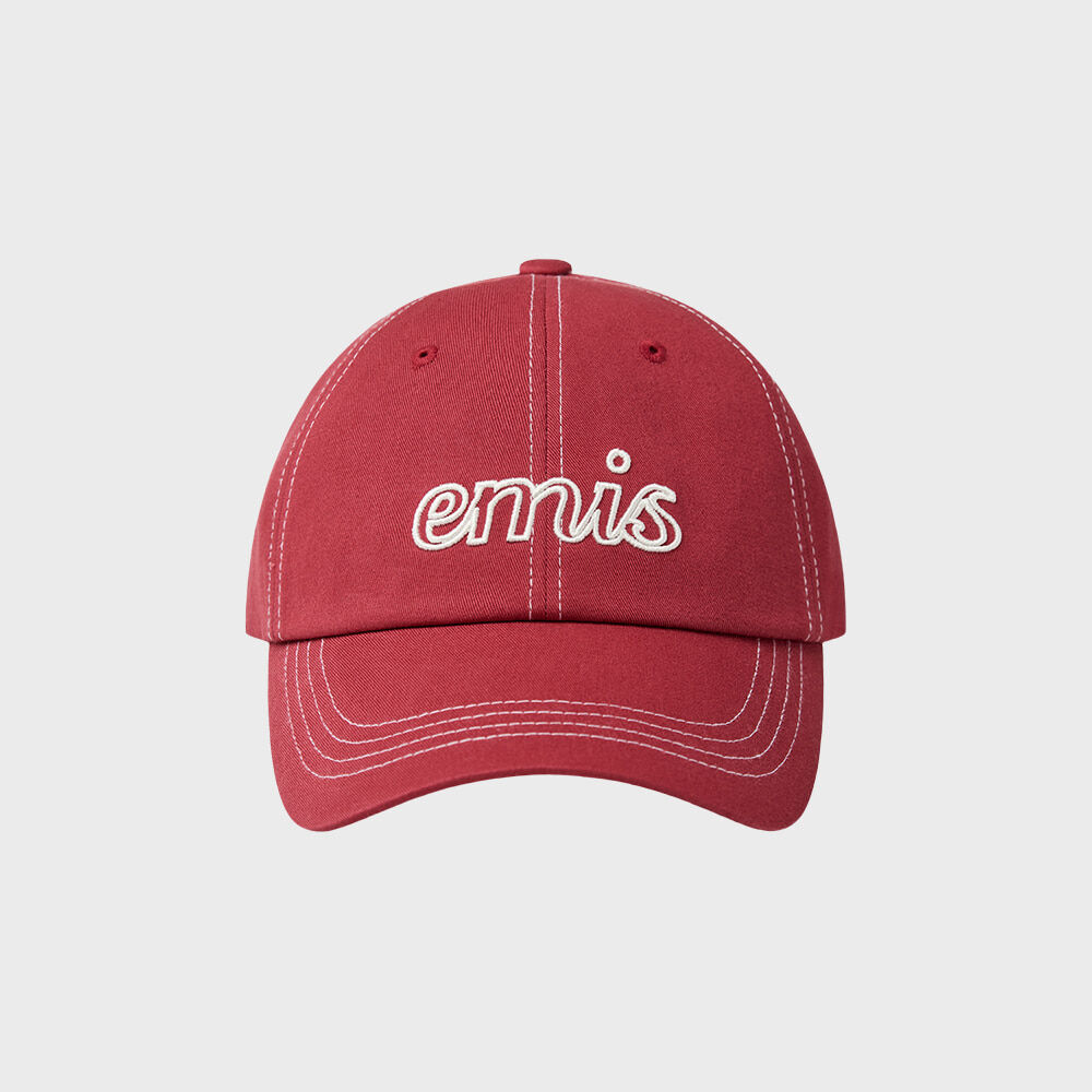 ◆EMIS◆ LETTERING LOGO WHITE STITCH BALL CAPGREEN m1037_147 WHITE STITCH BALL CAP-KHAKI BEIGE - EMIS