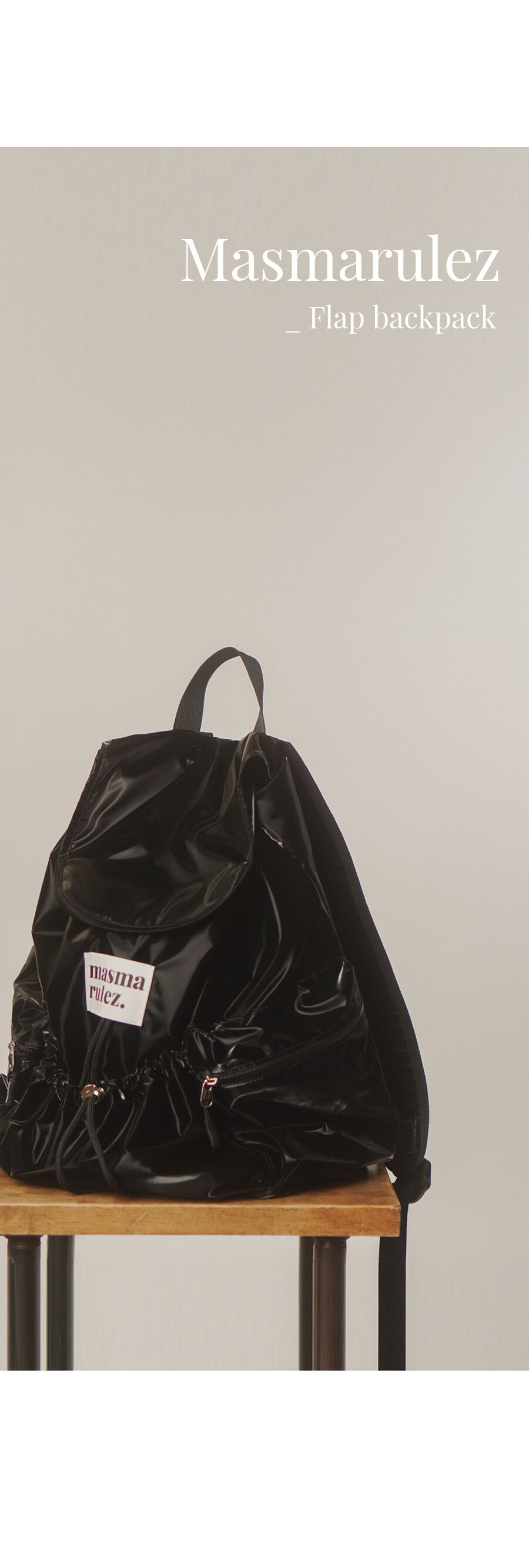 String flap backpack _ Glittery black - 감도 깊은 취향