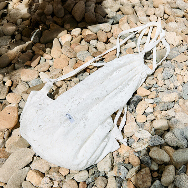 PAIN OR PLEASURE★韓国★人気★DEW LACE RIBBON BAG white ROLAROLA] LACE ECO BAG WHITE 正規品 韓国ブランド 韓国通販