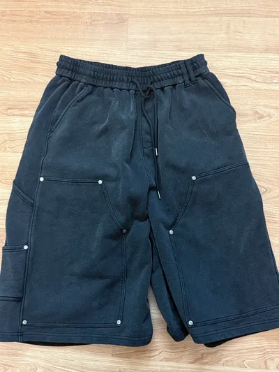 Stud Carpenter Bermuda Sweat Shorts - Charcoal - 감도 깊은