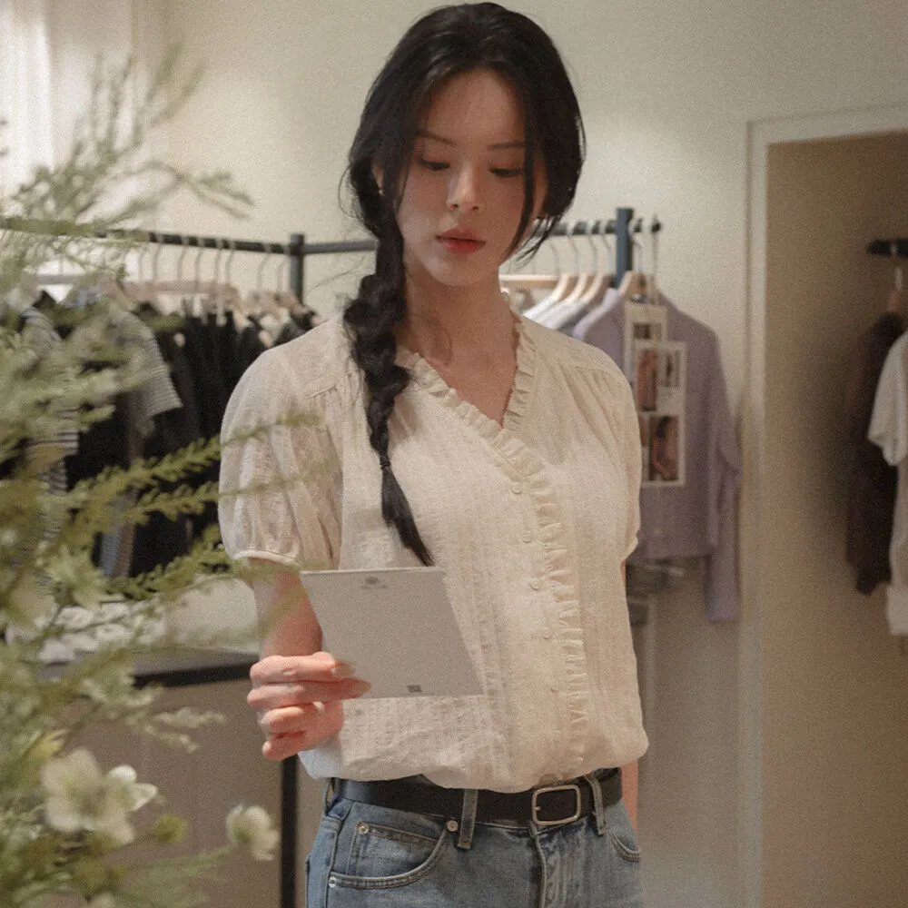 Lace frill blouse TISU04BL01_Butter