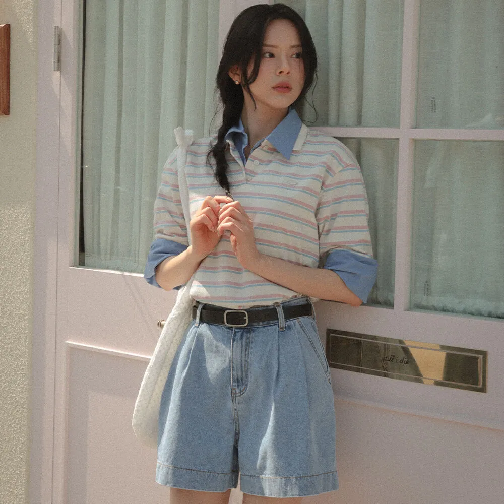 Striped collar t-shirt TISU04TS02_Ivory