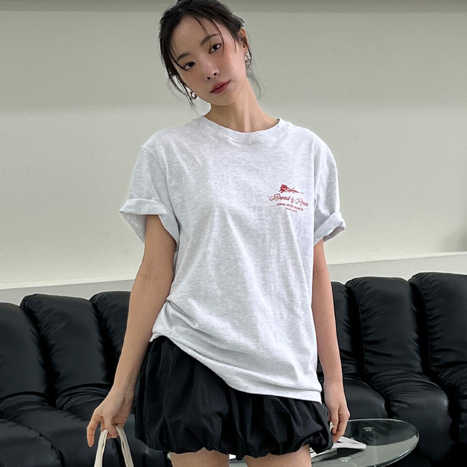 シャツ DOODLE HEART HALF T WHITE DOODLE HEART HALF T WHITE GREYISH BLUE - 감도 깊은 취향