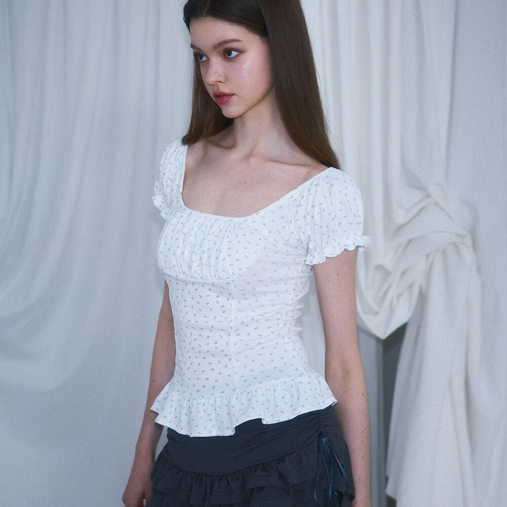 [NEWALRIN] ★ Meow Summer draping shrring Boat neck Top Meow Summer draping shrring Boat neck Top - 뉴얼린