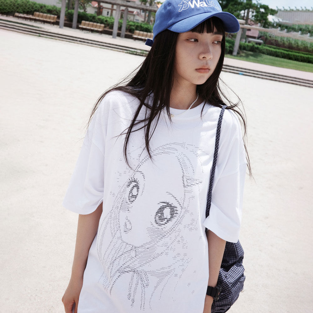 ★ WONDER VISITOR★ Ascii Pink Heesu Overfit Tshirt White m Ascii Pink Heesu Overfit T-shirt [White] - 감도 깊은 취향