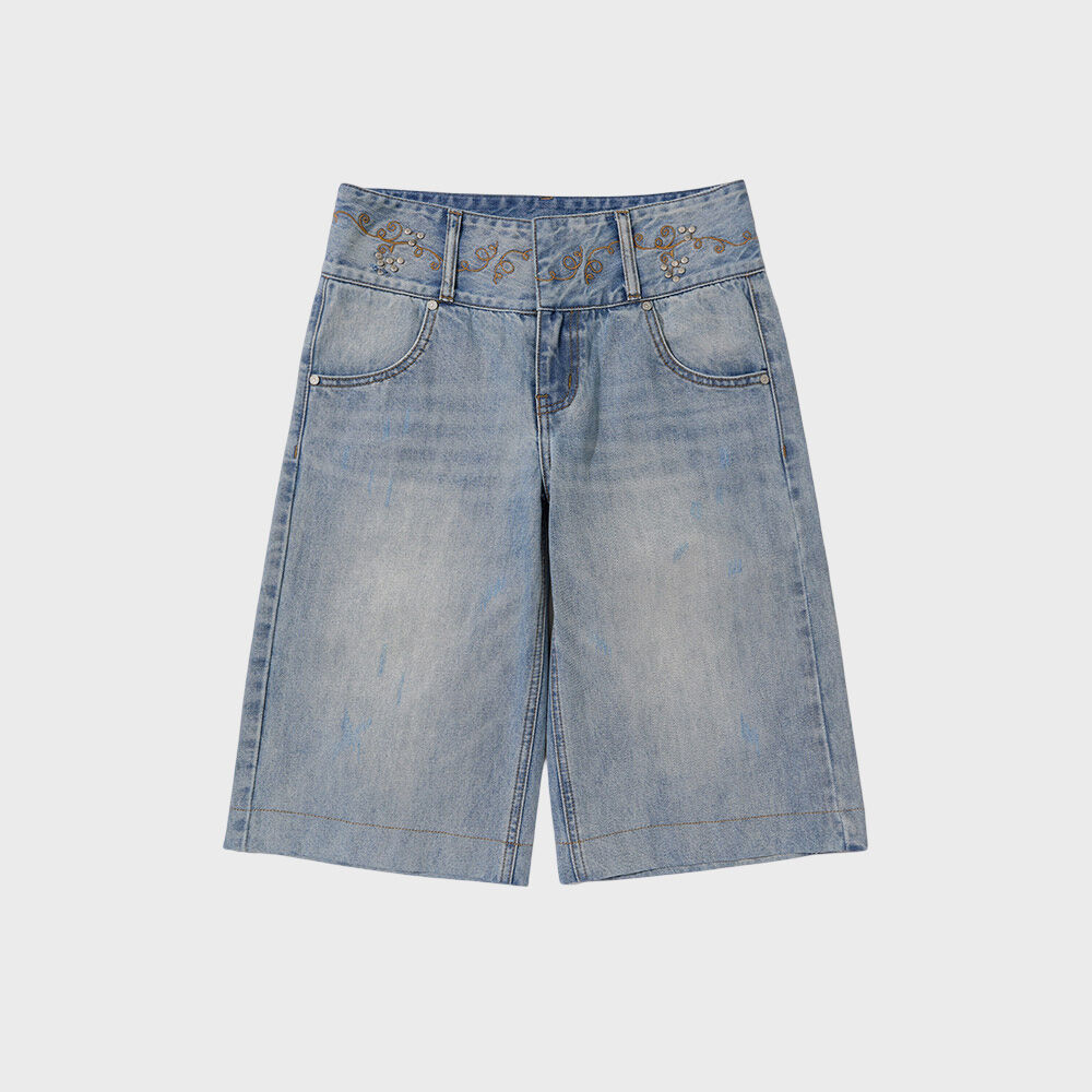 無料配送 ◆ Sculptor ◆ Vine Half Denim Pants MUSINSA公式 | SCULPTOR Vine Half Denim Pants Mid Blue