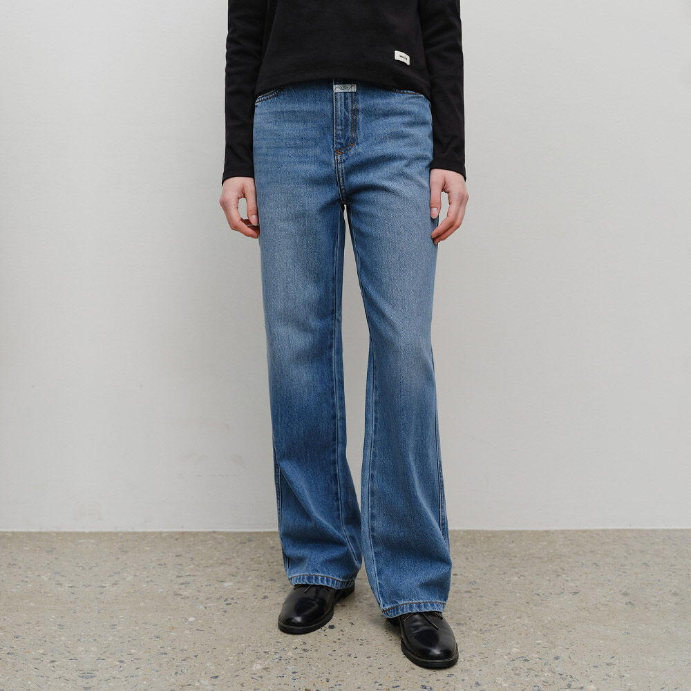 W LOW-WAIST TUCK WIDE DENIM PANTS dark blue - 감도 깊은 취향