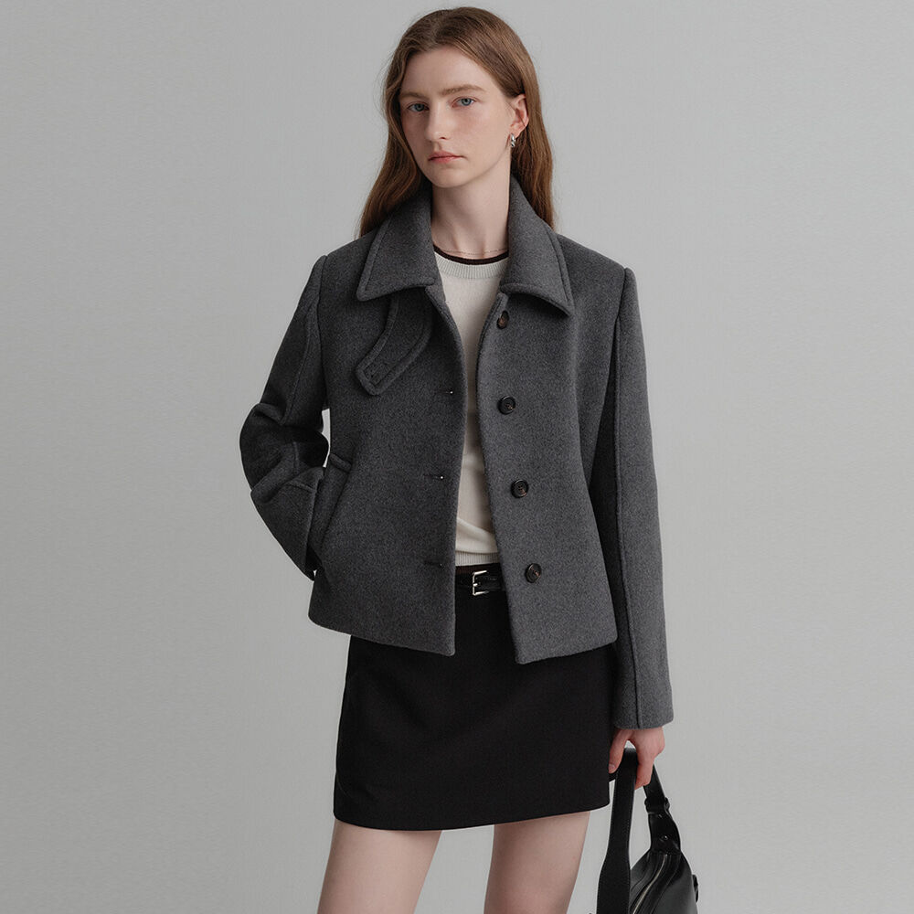 ジャケット・アウター CAEL handmade wool buckle short coat ジャケット・アウター CAEL handmade wool buckle short coat