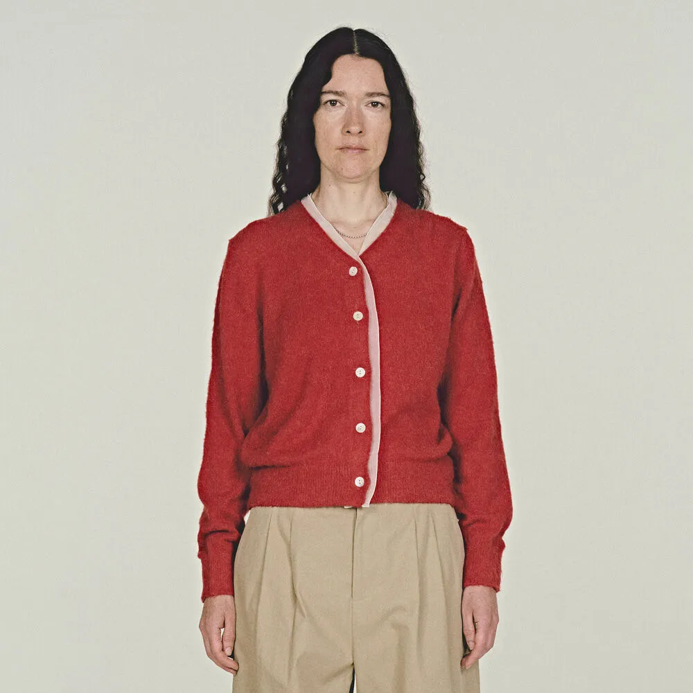 [8차] Rosha organza Alpaca Cardigan (Red)