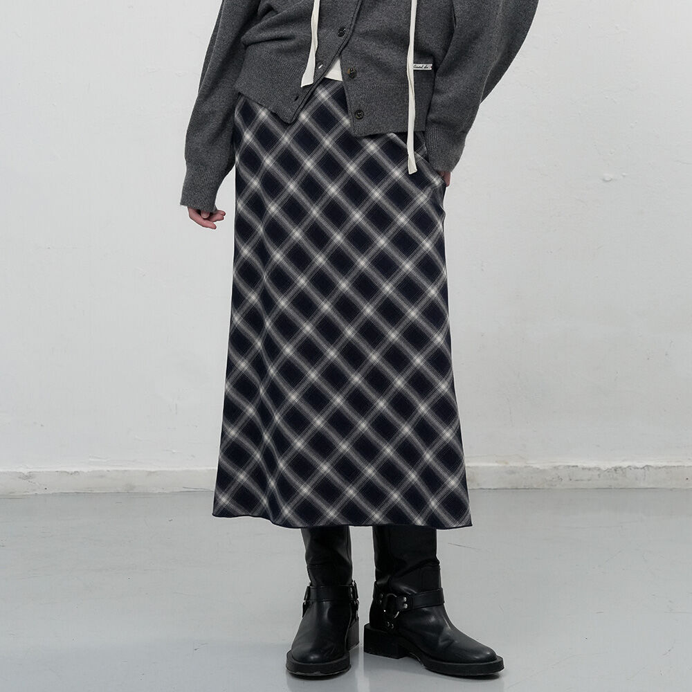UNBALANCE FRILL MAXI SKIRT - CHECK - 감도 깊은 취향 셀렉트샵