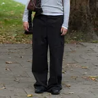 PEACH SKIN CARGO PANTS_BLACK_LC253PT04BK