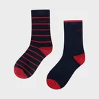 KIDS BASIC STRIPE SOCKS 2PACK red