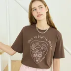 [29CM단독/논로컬 X 설찌] Line Heart Hand-Drawing T-Shirt - Brown
