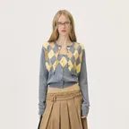 VENI ARGYLE CROP CARDIGAN (GRAY)