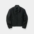 울 린넨 블렌드 레더 탭 자켓 (블랙)