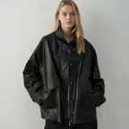 [3차 4/3예약배송] 하이넥 레더 재킷_black