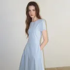 [8차] Side Button Stitch Dress, Sky Blue