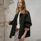 [단독, 프리오더]Coloring collar point utility jacket_Black