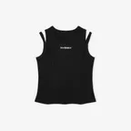 NBNGG3W632 / WOMEN 골지 레이어드 나시티 (BLACK)