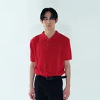 LOGO KNIT POLO SHIRT - RED