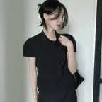 Muffler Jacket + Lace Skirt Set (black)