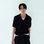 LOGO KNIT POLO SHIRT - BLACK