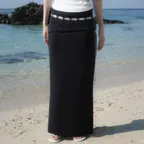 Folding Waist Maxi Long Skirt [Black]
