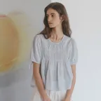 Shirring puff blouse [TISU06BL01]_Blue