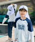 KIDS COLOR BLOCK RASH GUARD SETUP - WHITE