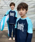 KIDS COLOR BLOCK RASH GUARD SETUP - NAVY