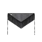 FRINGE CROCHET SCARF_ BLACK